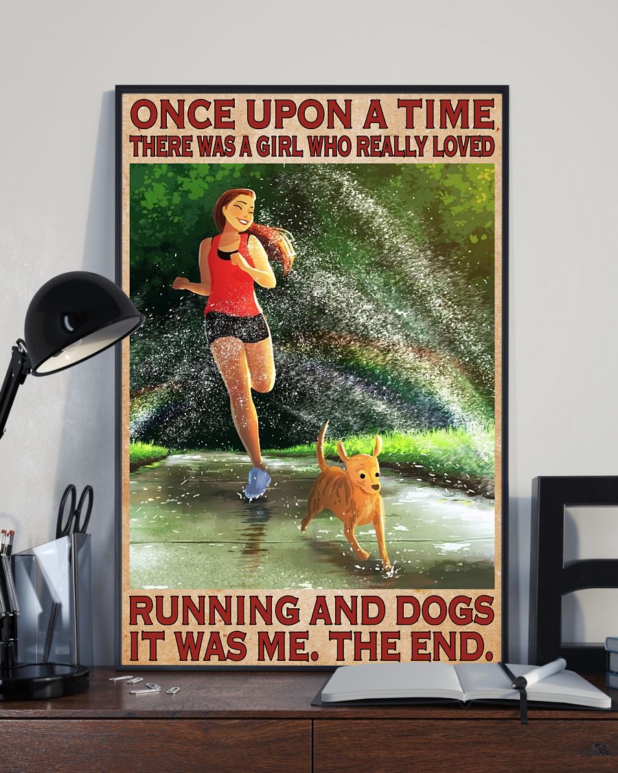 Funny Tee There Was A Girl Who Really Loved Running And Dogs Poster