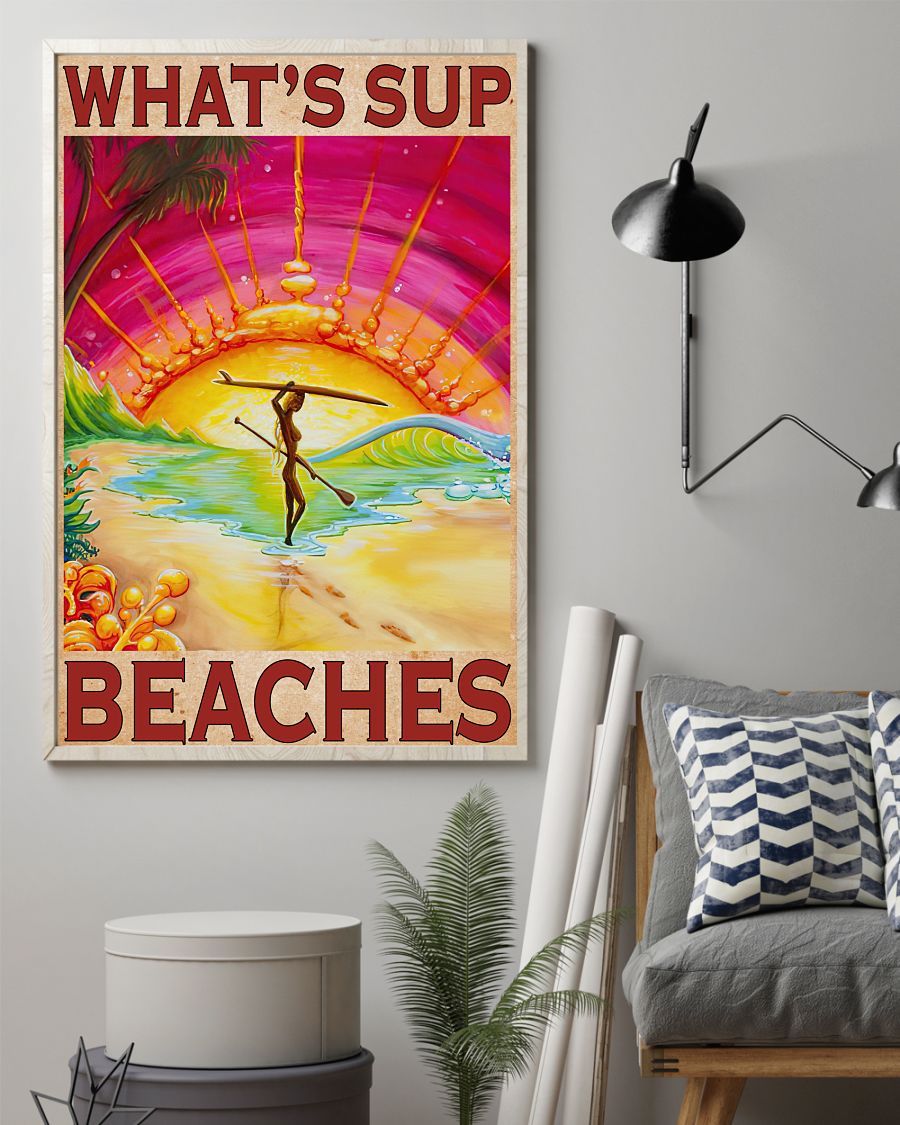 3D What's Sup Beaches Paddleboard Poster