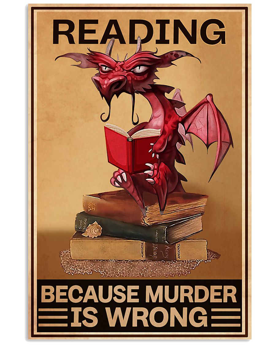 eBay Dragon Reading Because Murder Is Wrong Poster