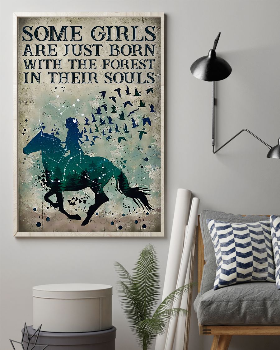 All Over Print Some Girls Are Just Born With The Forest In Their Souls Girl Riding Horse Poster