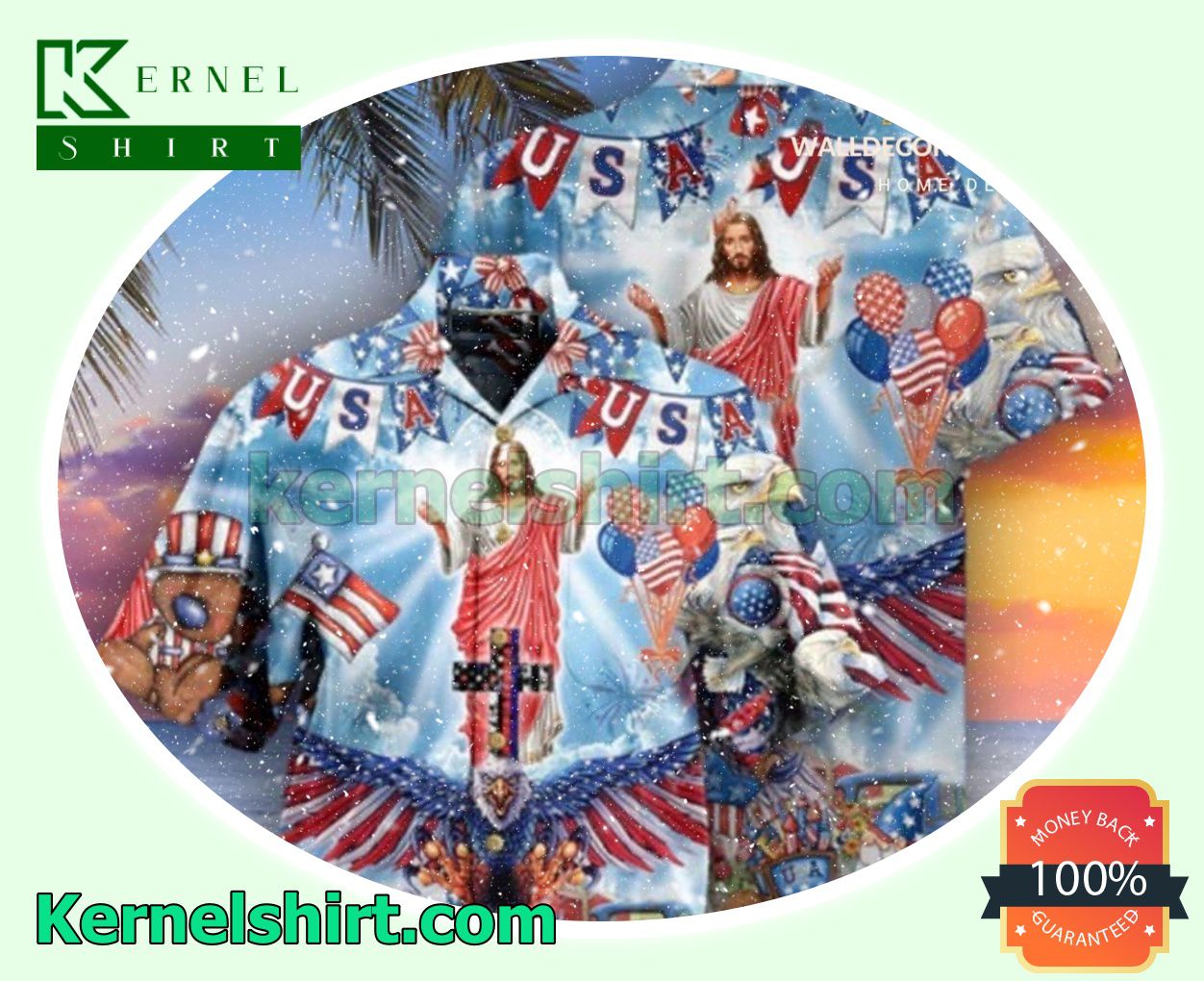 America Patriotism Jesus Edition Button Shirt