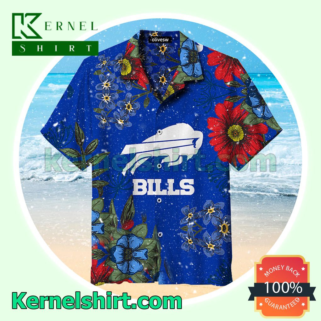Buffalo Bills Football Big Logo Retro Flowers Style Summer Shirt