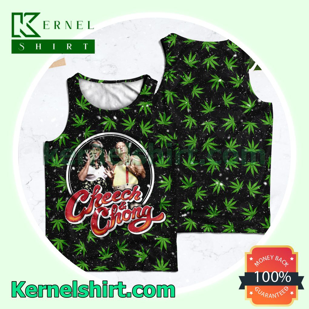Cheech And Chong Weed Leaves Black Womens Tops