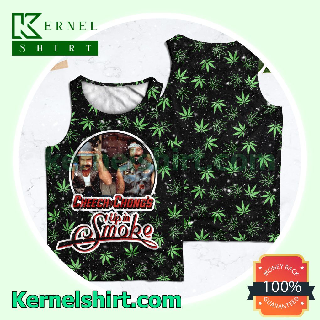 Cheech And Chong's Up In Smoke Weed Leaves Style 2 Womens Tops