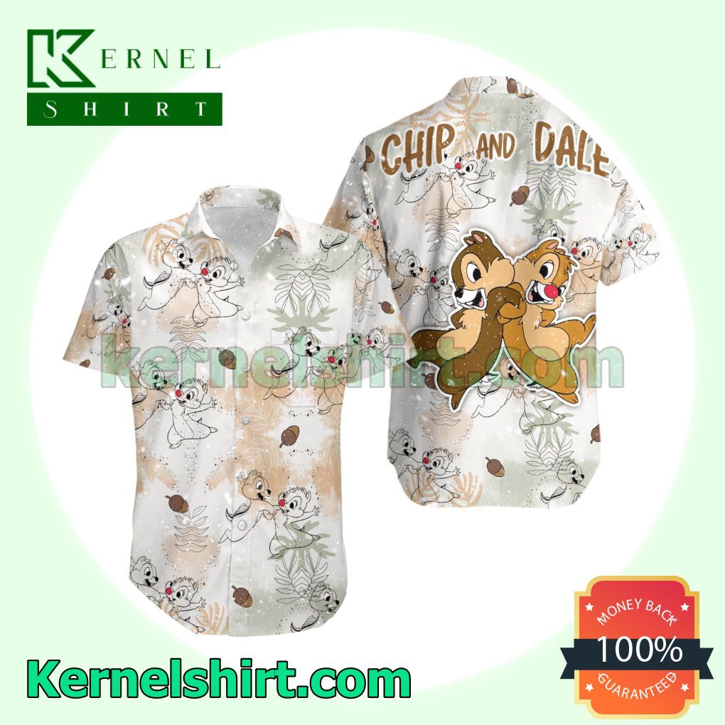 Chip N' Dale Disney Hawaiian Summer Tropical Button Shirt