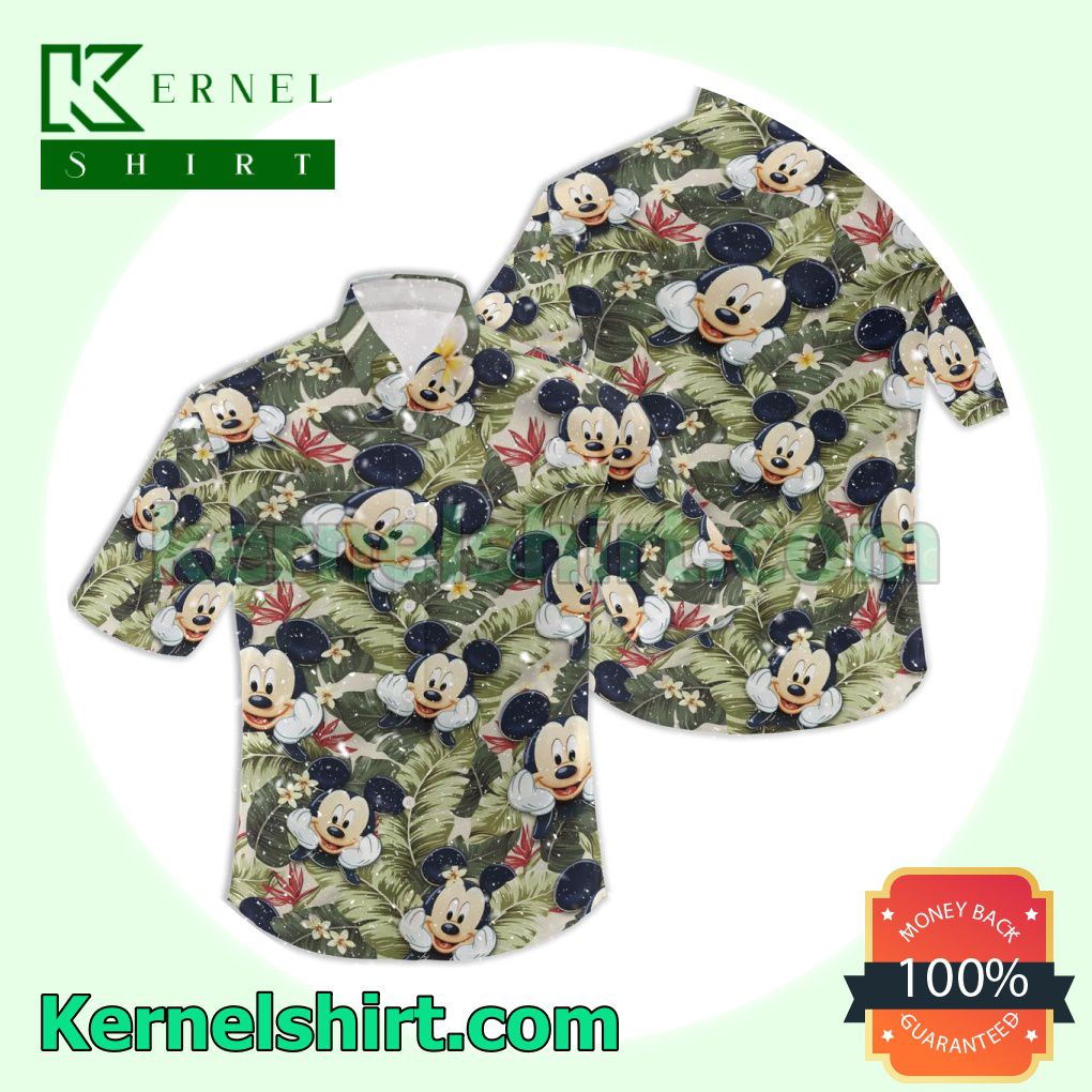 Cute Mickey Mouse Floral Button Shirt