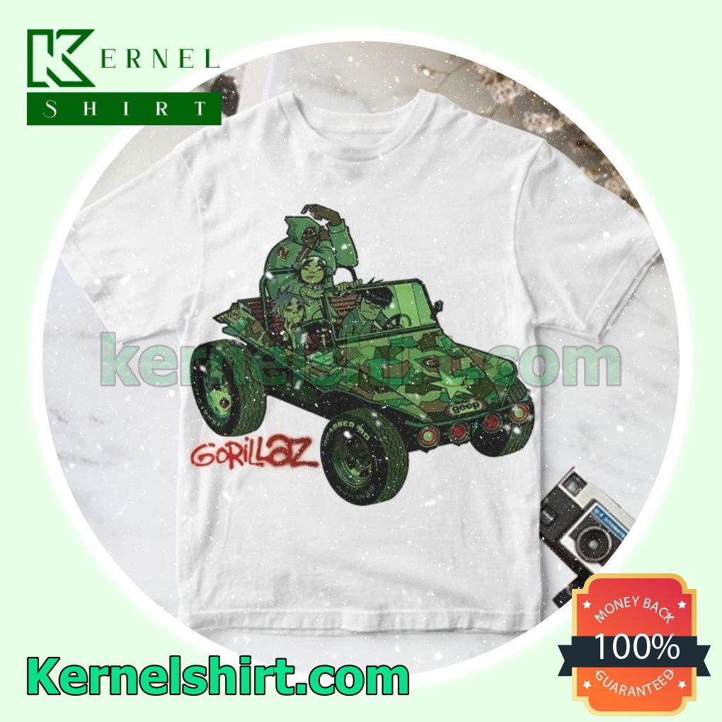 Gorillaz Green Jeep White Custom Shirt