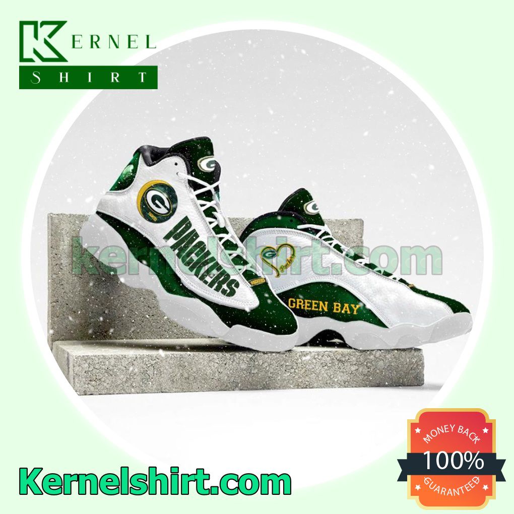 All Over Print Green Bay Packers Black White Nike Sneakers