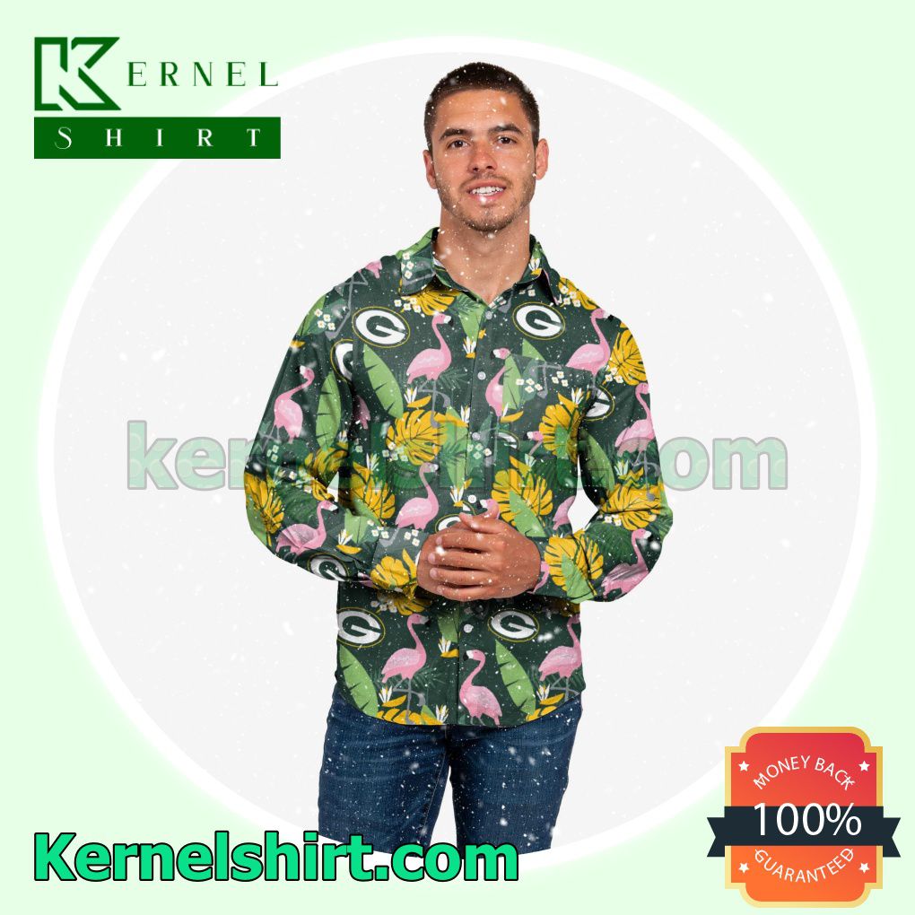Green Bay Packers Long Sleeve Floral Summer Aloha Hawaii Shirt