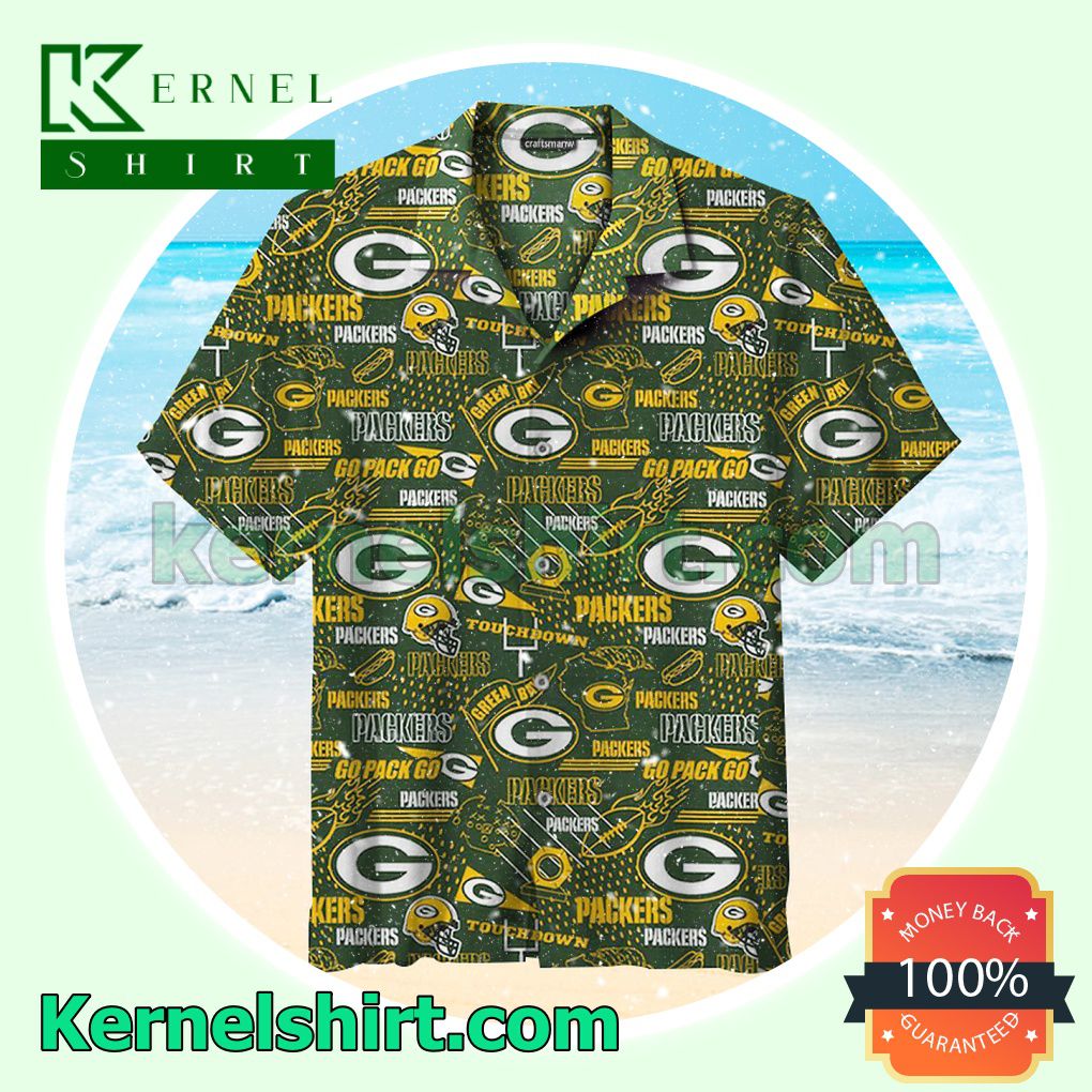 Green Bay Packers Retro Print Nfl Green Summer Shirt