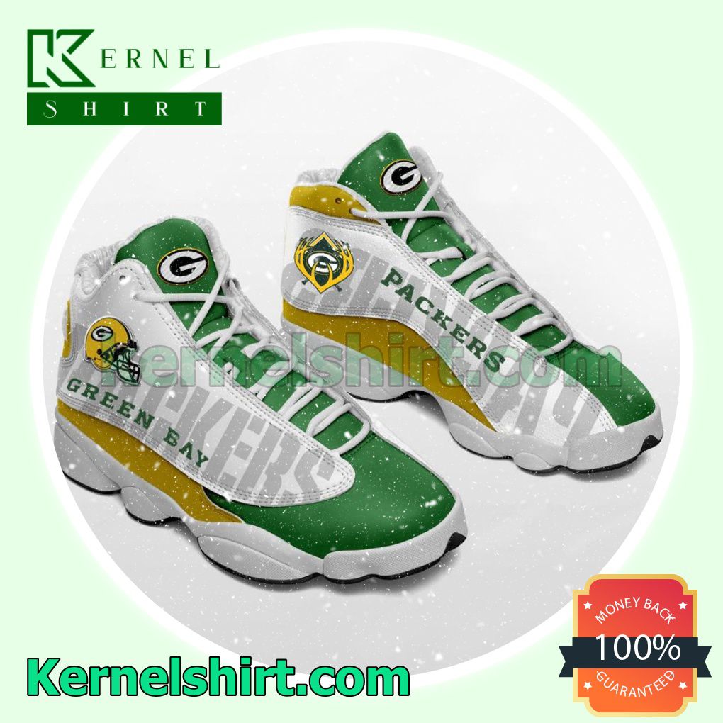 Best Gift Green Bay Packers Team White Yellow Nike Sneakers