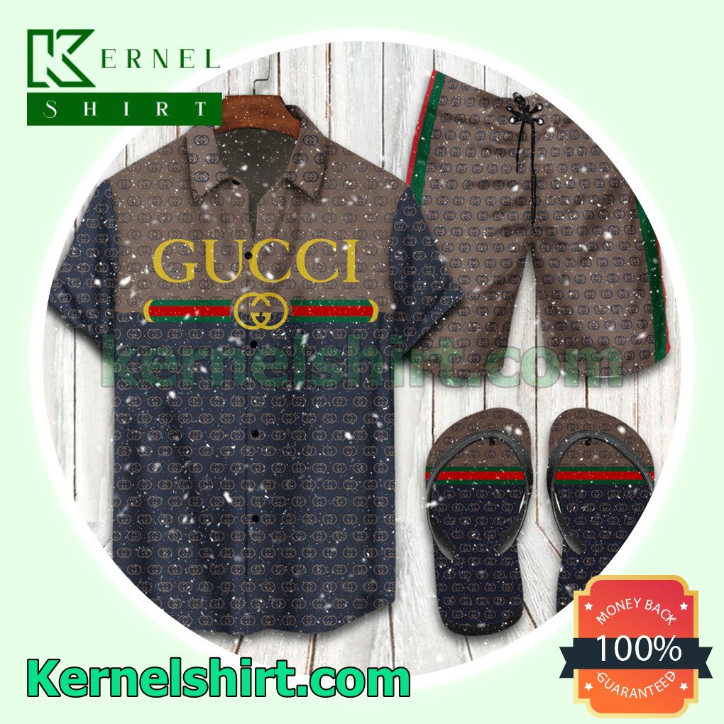 Gucci 2022 Brown And Black Hawaiian Shirt