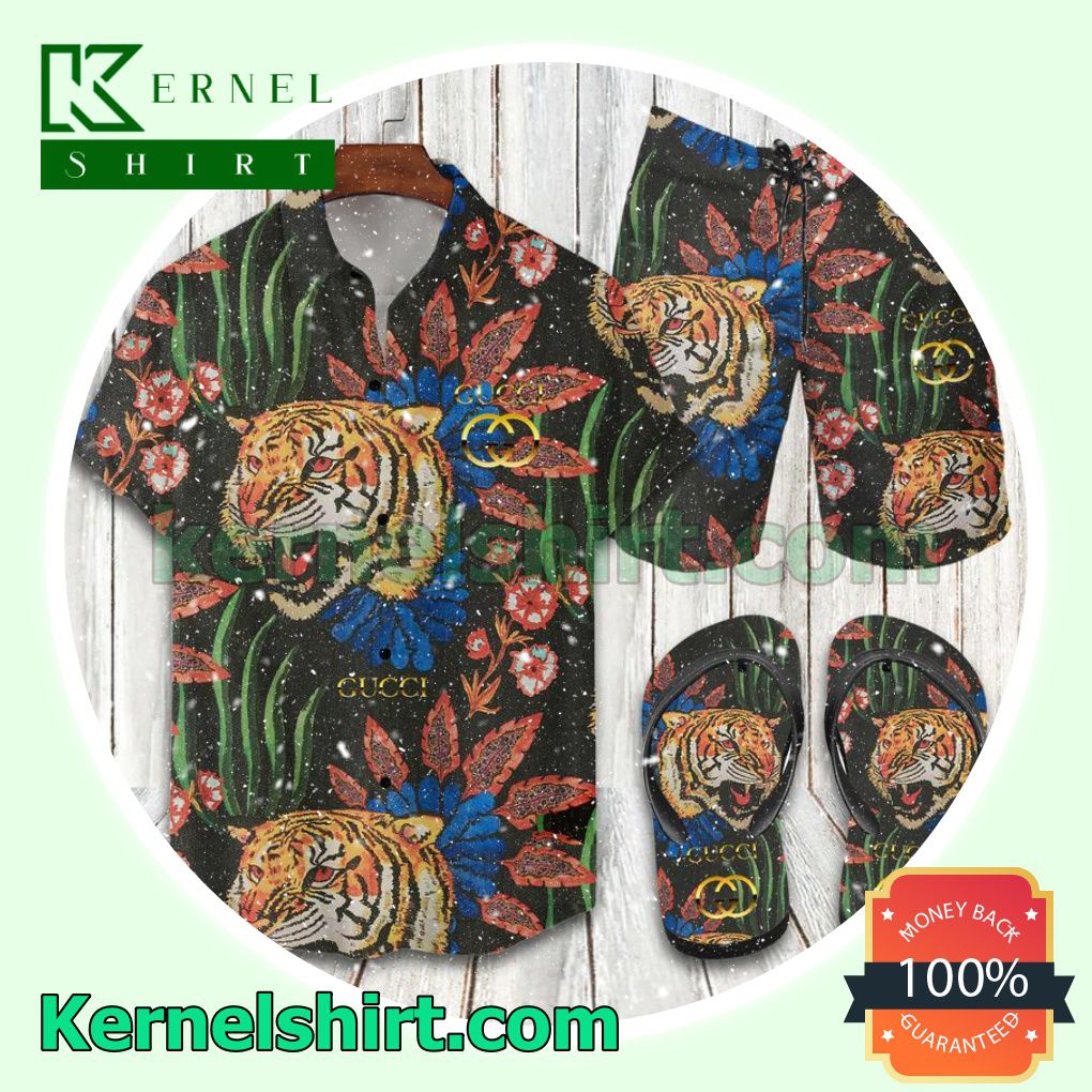 Gucci Tiger And Flower Hawaiian Shirt