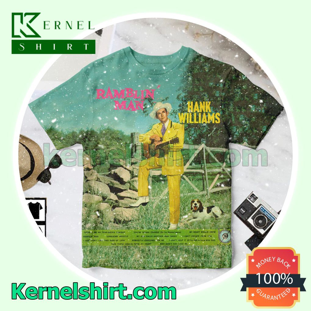 Hank Williams Ramblin' Man Single Cover Green Personalized Shirt