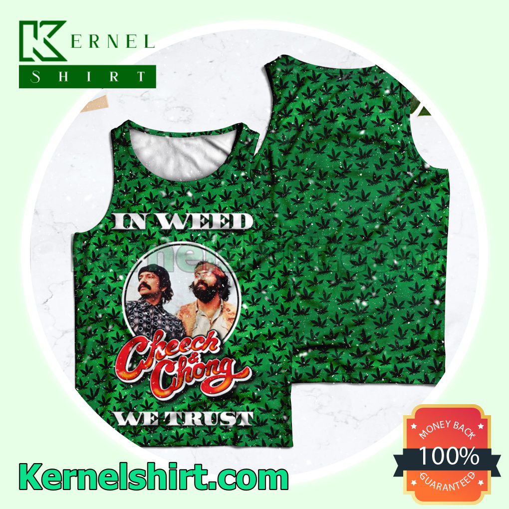 In Weed Cheech And Chong We Trust Green Womens Tops
