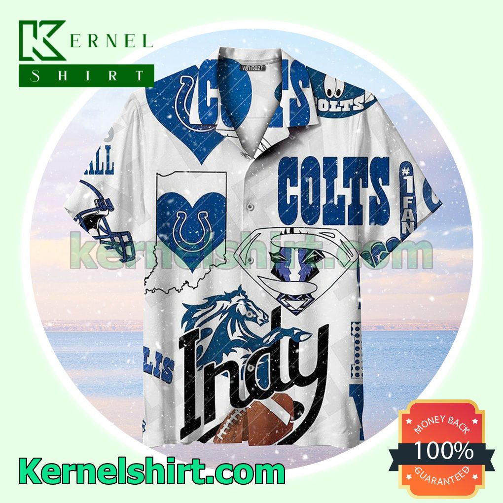 Indianapolis Colts Print White Summer Shirt