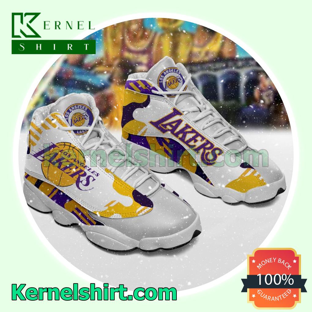 The cheapest Los Angeles Lakers White Purple Nike Sneakers