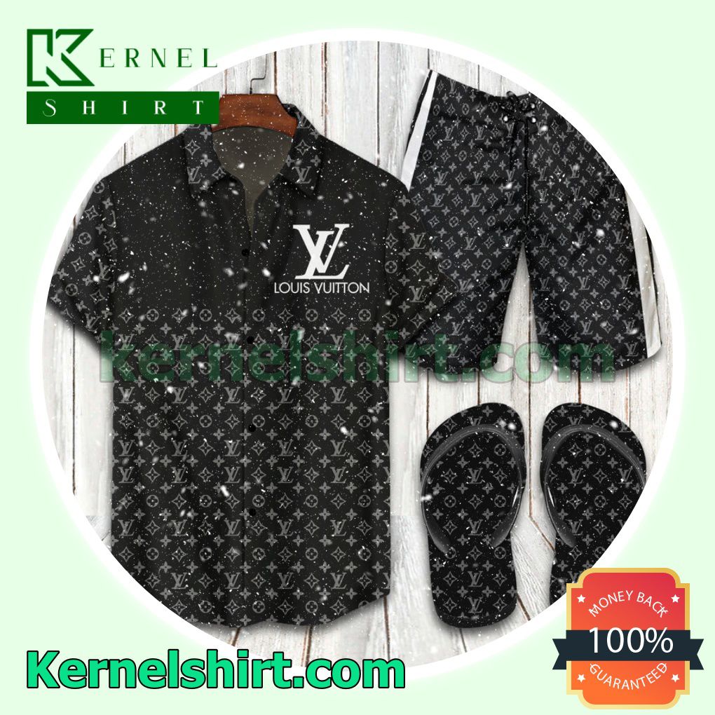 Louis Vuitton 2022 Black Hawaiian Shirt