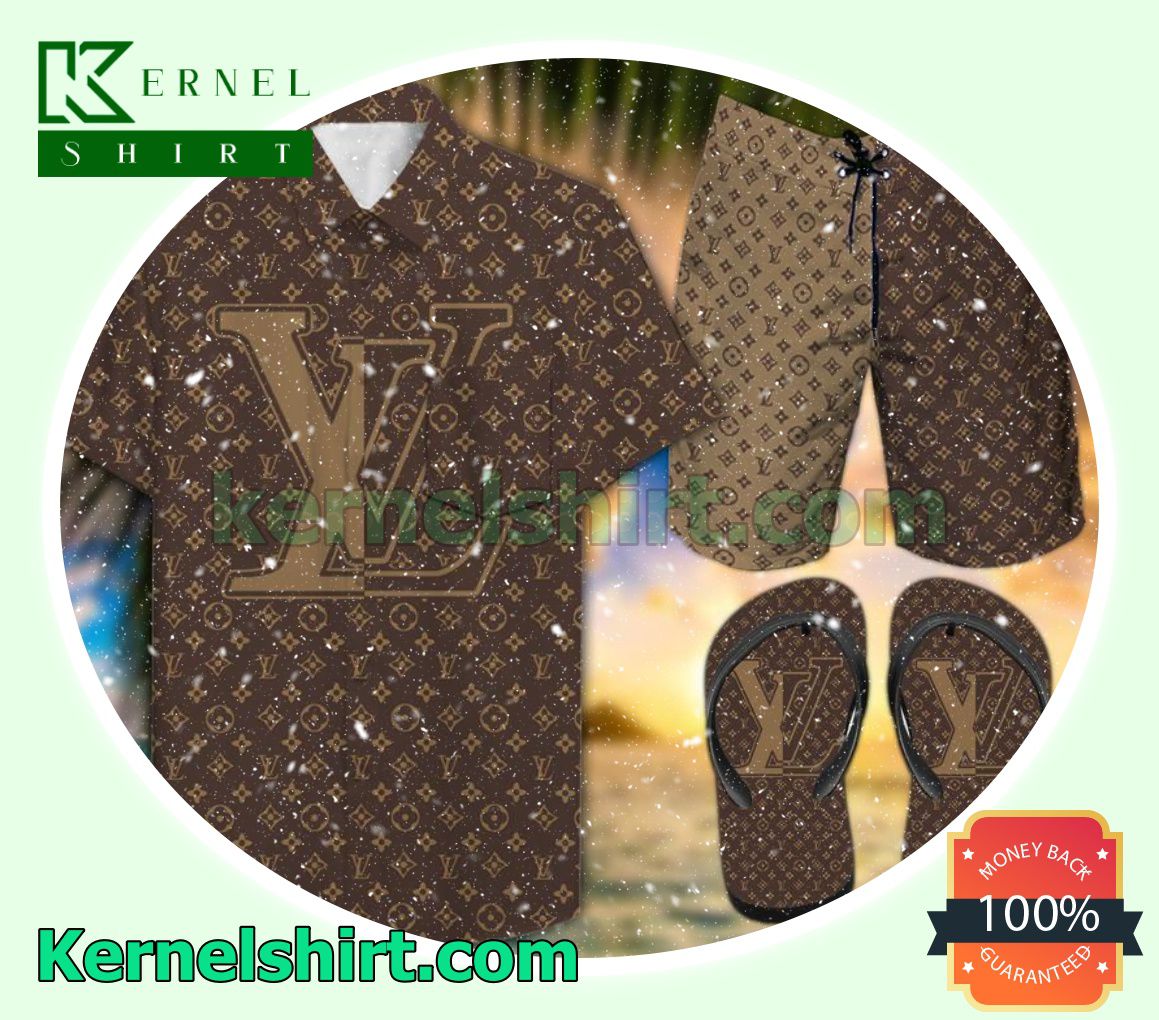 Louis Vuitton Brown Texture Hawaiian Shirt