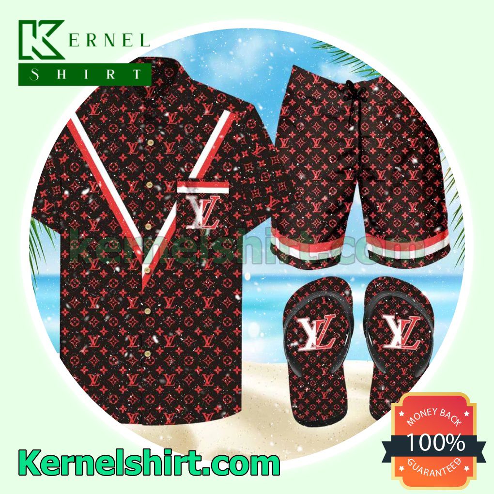 Louis Vuitton Red V Shape On The Front Of The Shirt Hawaiian Shirt