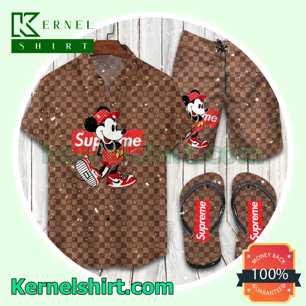 Louis Vuitton Supreme Mickey Mouse Hawaiian Shirt