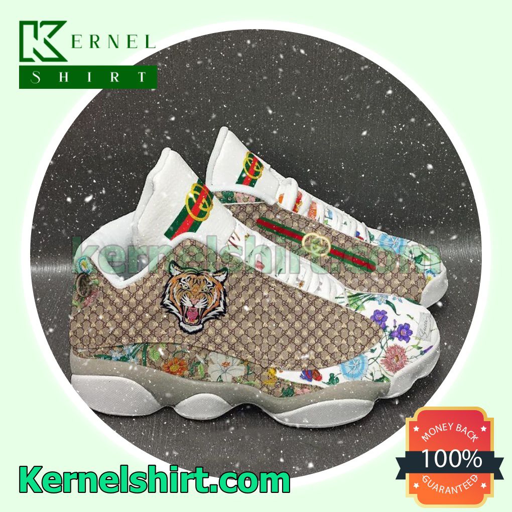 Luxury Brand Gucci Tiger Flower Nike Sneakers