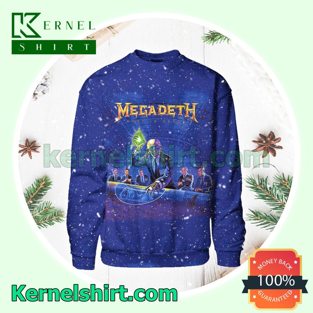 Megadeth Rust In Peace Album Cover Navy Unisex Long Sleeve