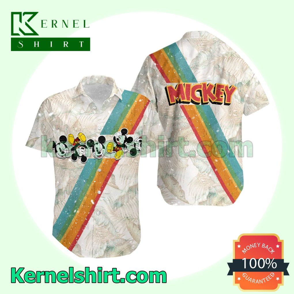 Mickey Rainbow Stripe Disney Button Shirt