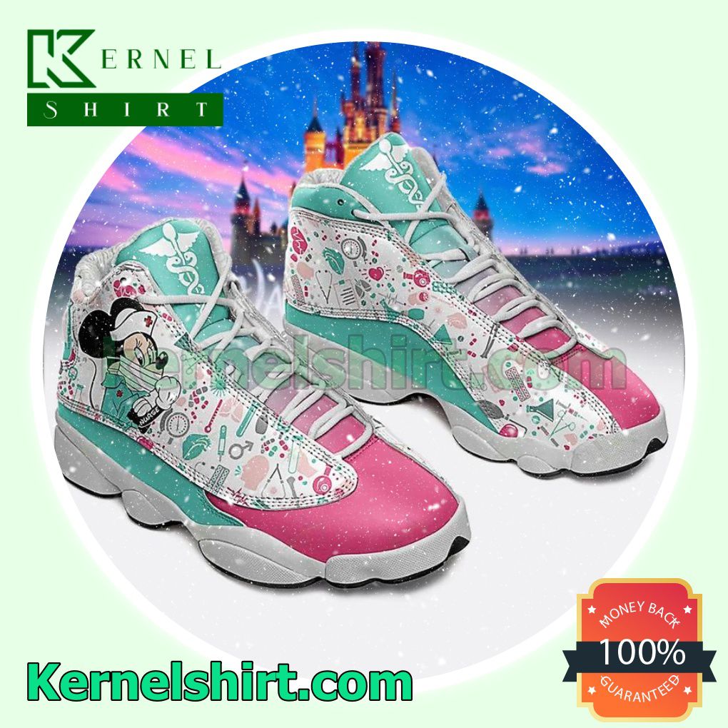 Minnie Mouse Nurse Green Pink Nike Sneakers