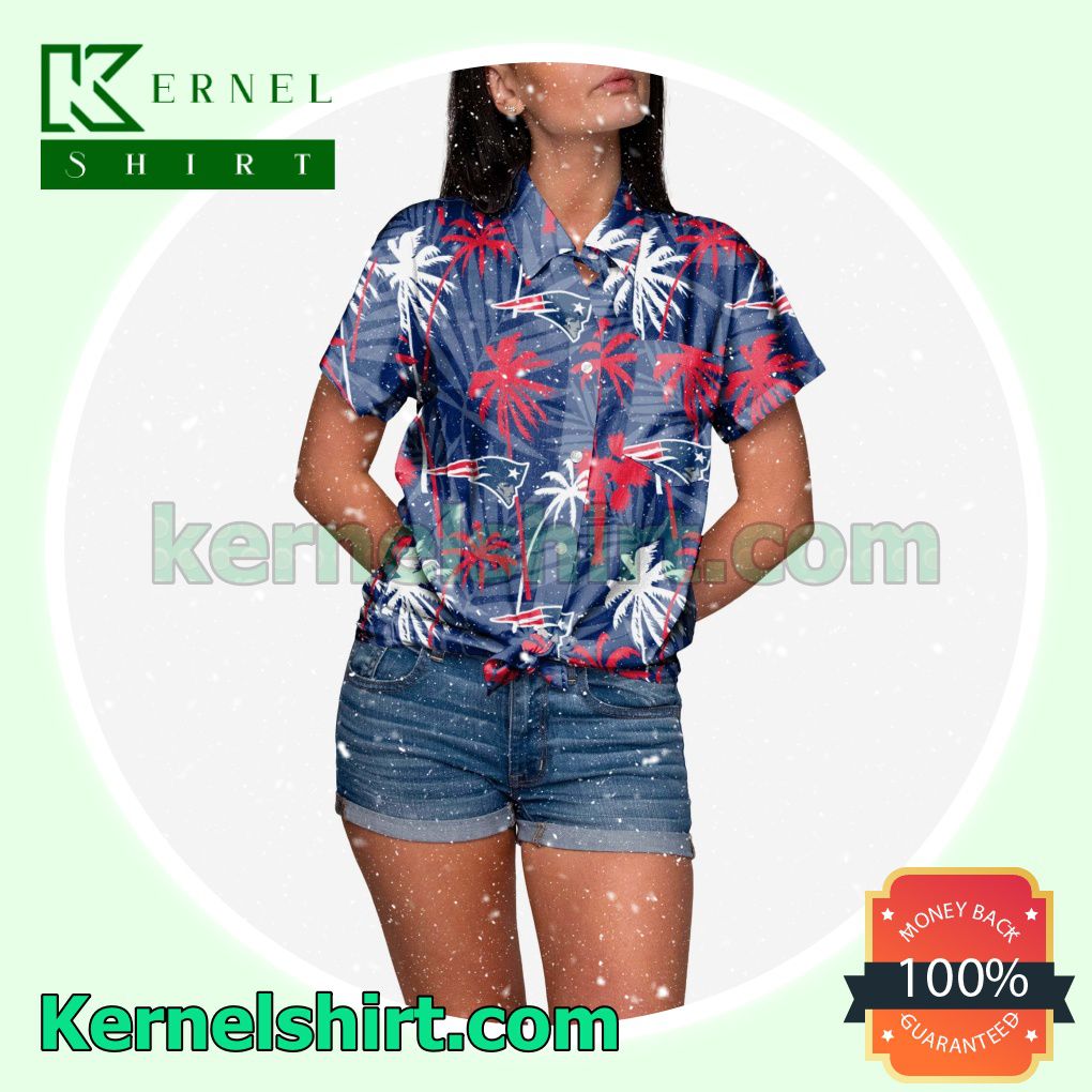 New England Patriots Tropic of Da Palms Womens Summer Aloha Hawaii Shirt