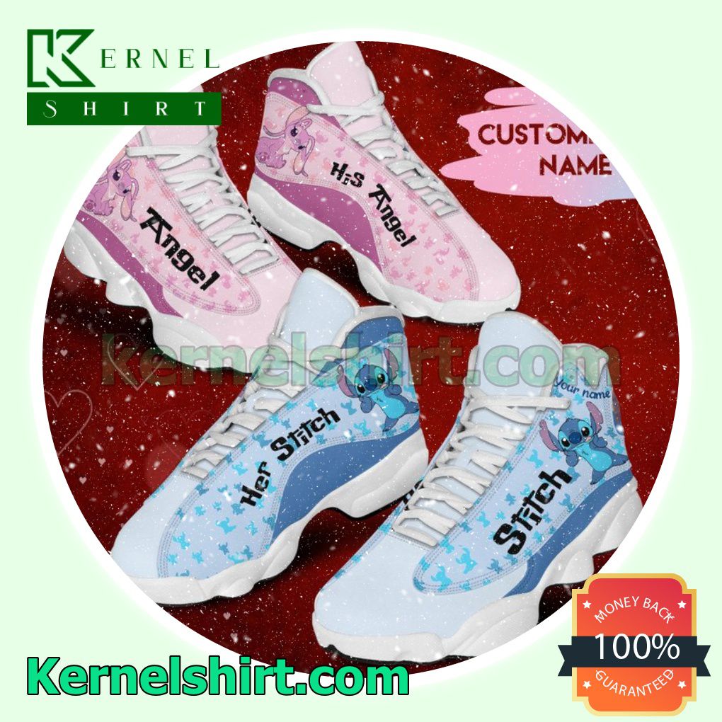 Personalized Her Stitch & His Angel Shoes Premium Couple Nike Sneakers