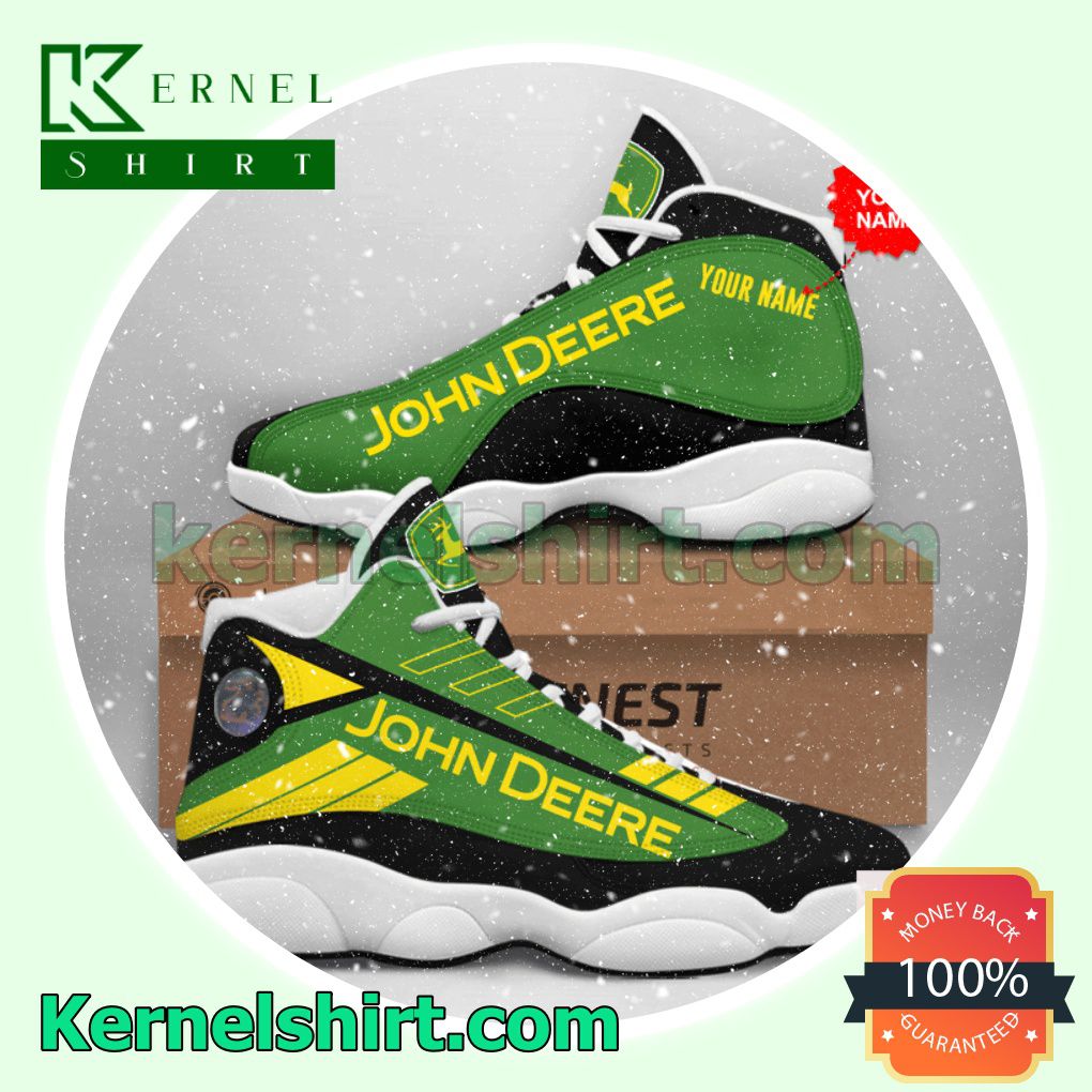 Personalized John Deere Green Black Nike Sneakers
