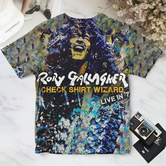 Rory Gallagher Check Gift Shirt Wizard Live In '77 Album Cover Shirt