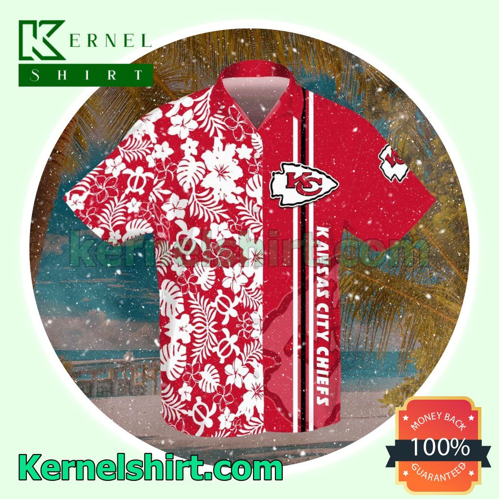 Sports American Football Nfl Kansas City Chiefs White Hibiscus On Red Summer Shirt