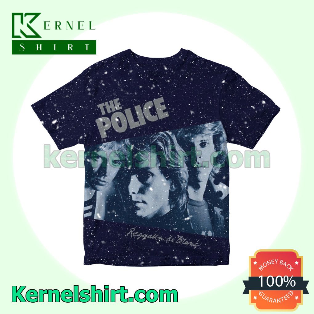 The Police Reggatta De Blanc Album Cover Navy Custom Shirt