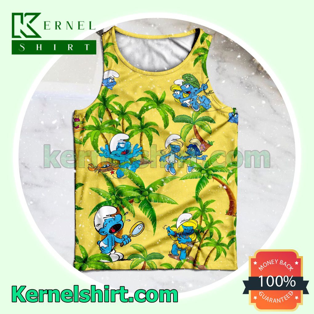 The Smurfs Coconut Tree Yellow Womens Tops