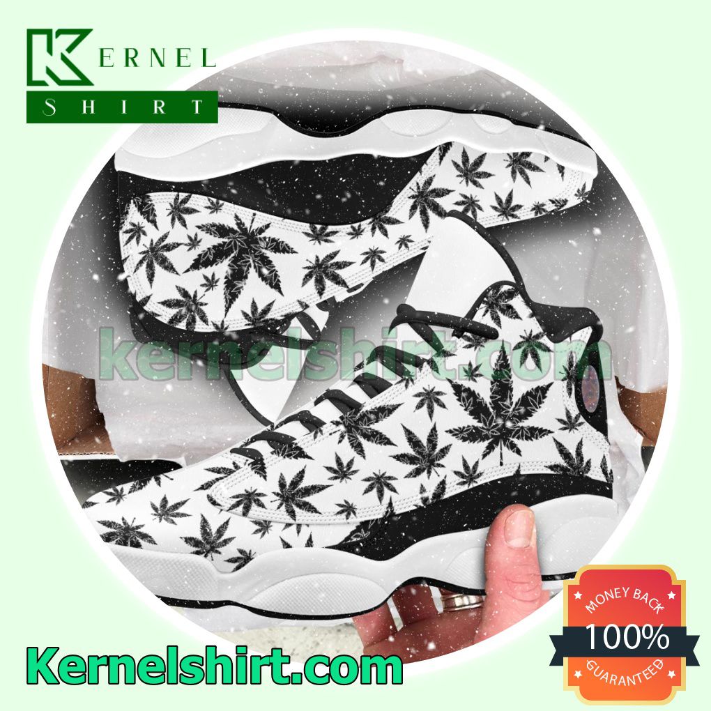 Weed Leaf Black Pattern Nike Sneakers