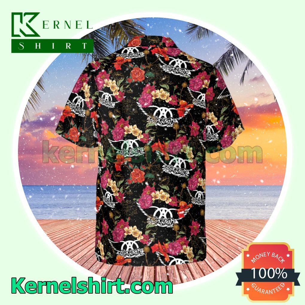 Aerosmith Rock Band Floral Pattern Aloha Beach Hawaiian Shirt a