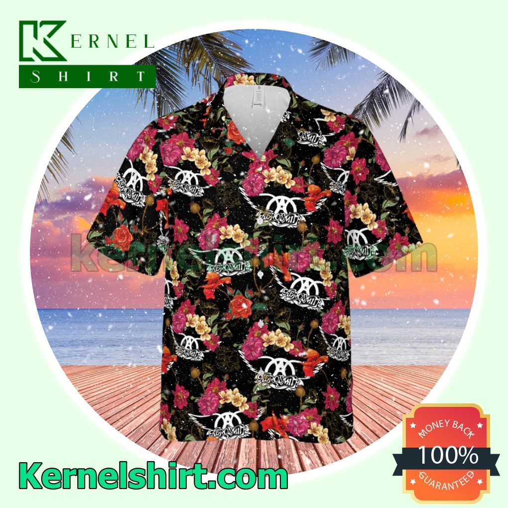 Aerosmith Rock Band Floral Pattern Aloha Beach Hawaiian Shirt