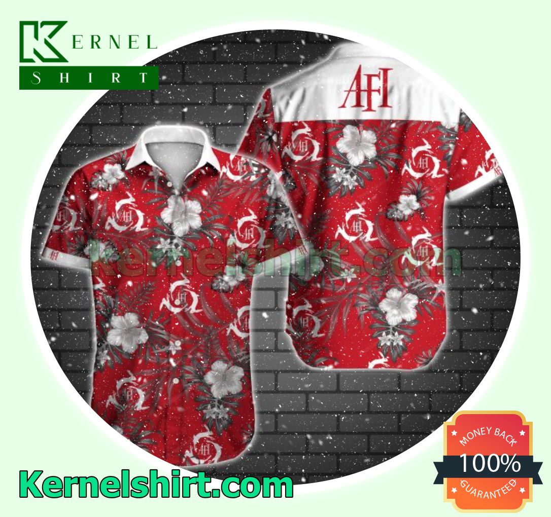 Afi Grey Tropical Floral Red Beach Shirts