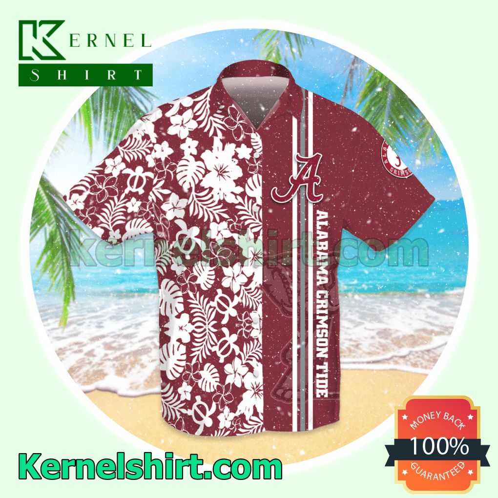 Alabama Crimson Tide Flowery Garnet Aloha Beach Hawaiian Shirt