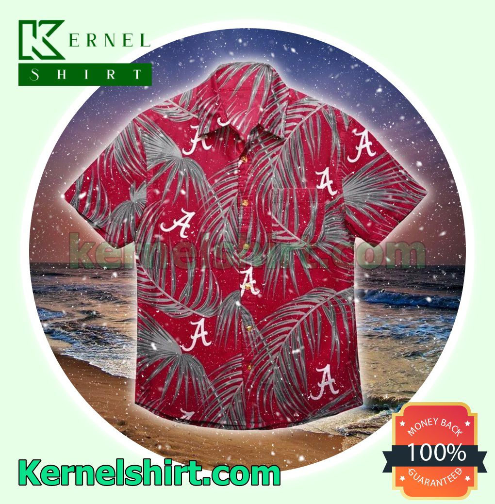 Best Alabama Crimson Tide Leaf Print Red Beach Shirt