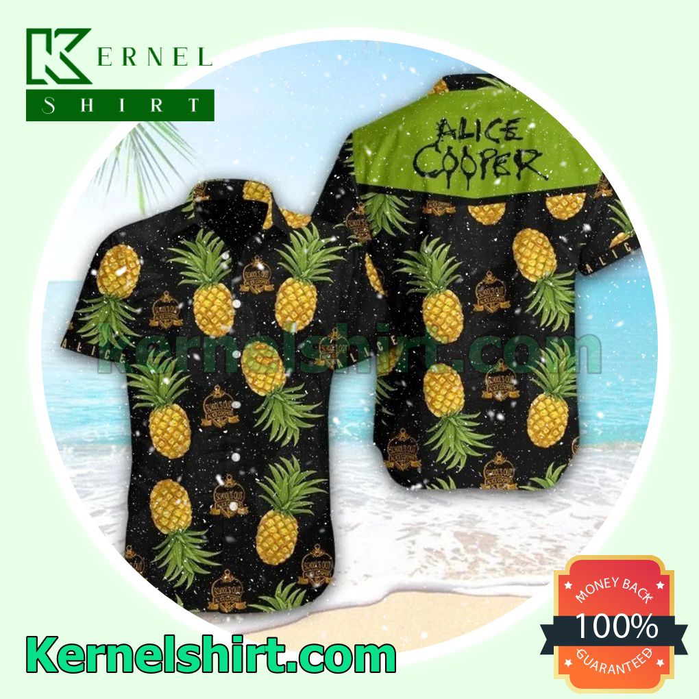 Alice Cooper Pineapple Black Beach Shirts