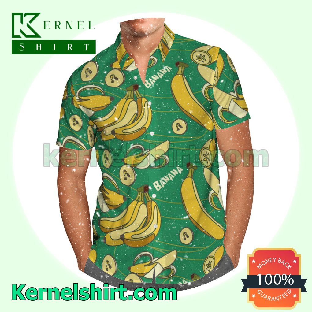 Amazing Bananas Green Aloha Beach Hawaiian Shirt