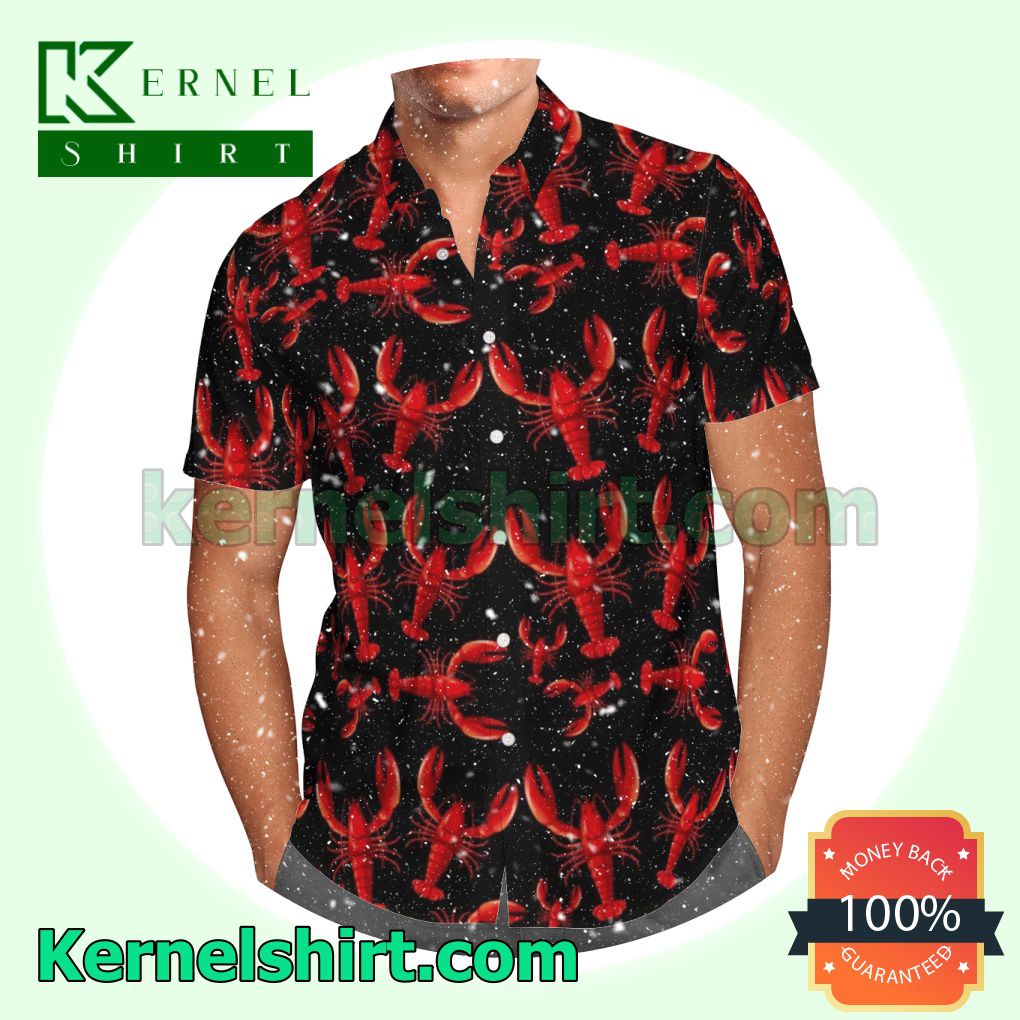 Amazing Lobsters Black Aloha Beach Hawaiian Shirt