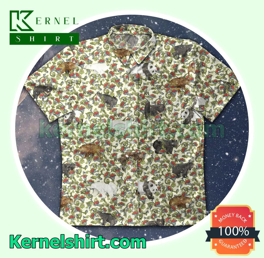 Animal Bear Florentine Print Beach Shirts