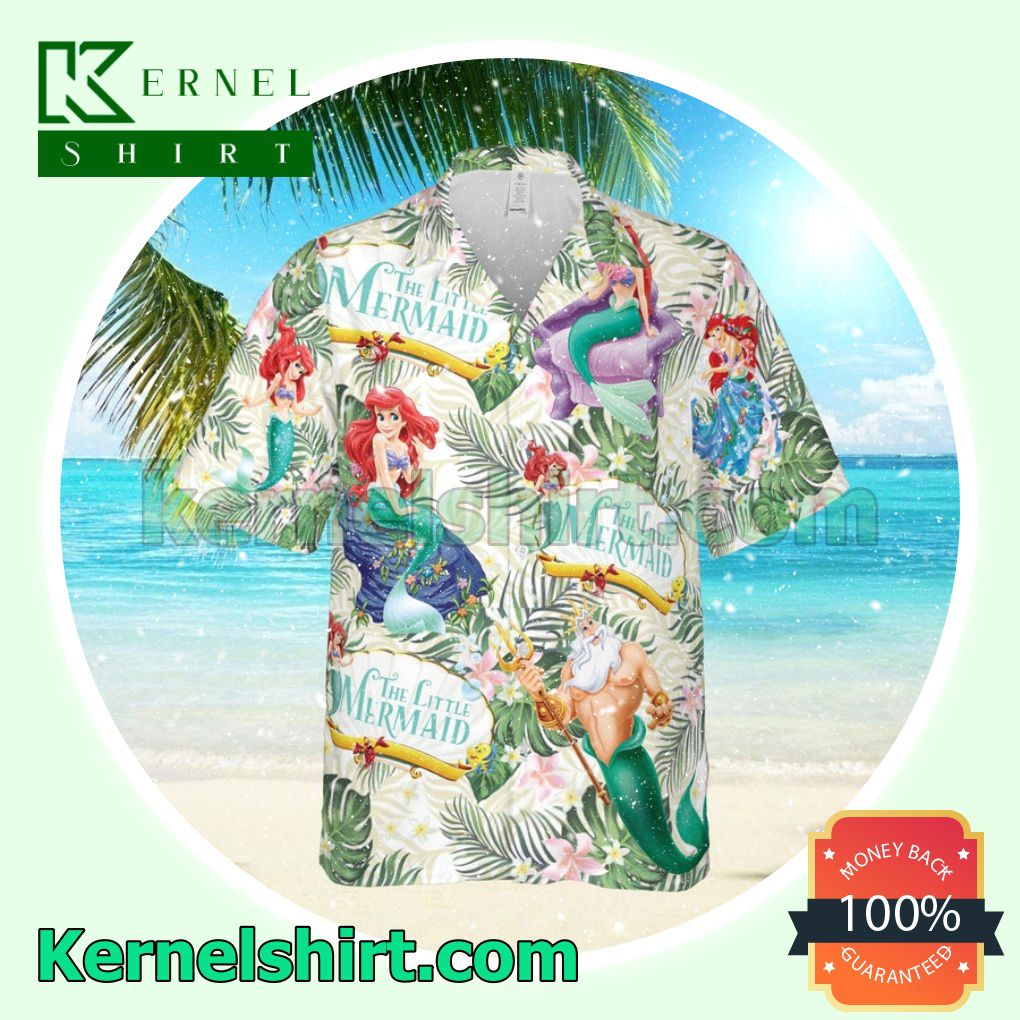 Ariel And King Triton The Little Mermaid Aloha Beach Hawaiian Shirt