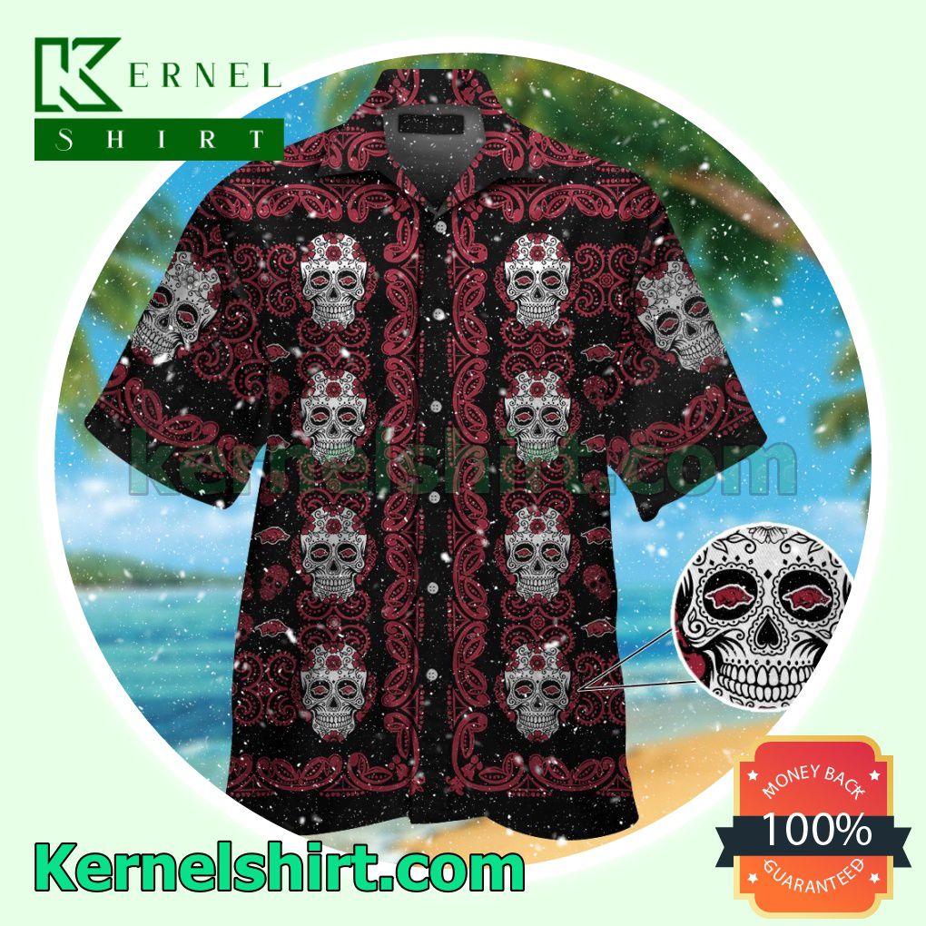 Arkansas Razorbacks Skull Summer Hawaiian Shirt