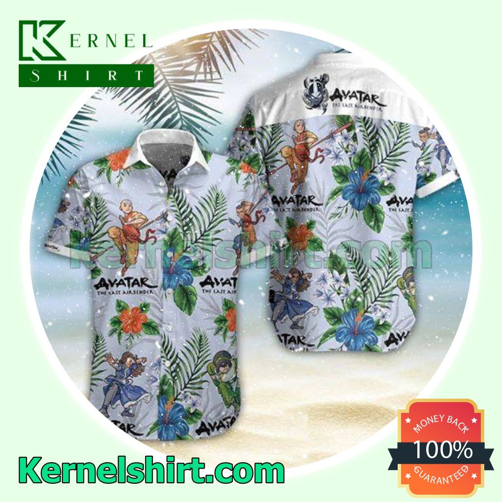 Avatar The Last Airbender Tropical Hibiscus Palm Leaf Beach Shirts