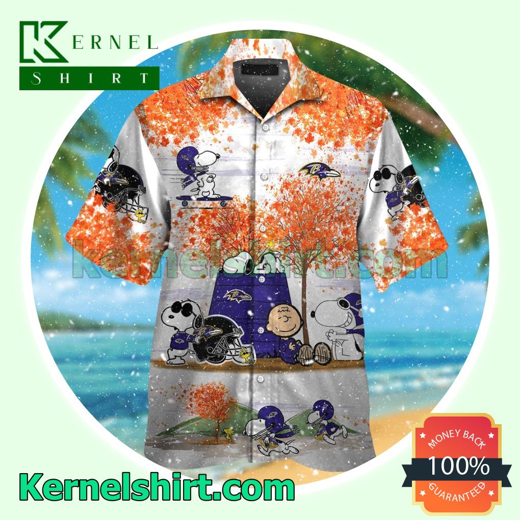 The best selling Baltimore Ravens Snoopy All Over Print Hawaiian Shirt And  Beach Short - Teeclover